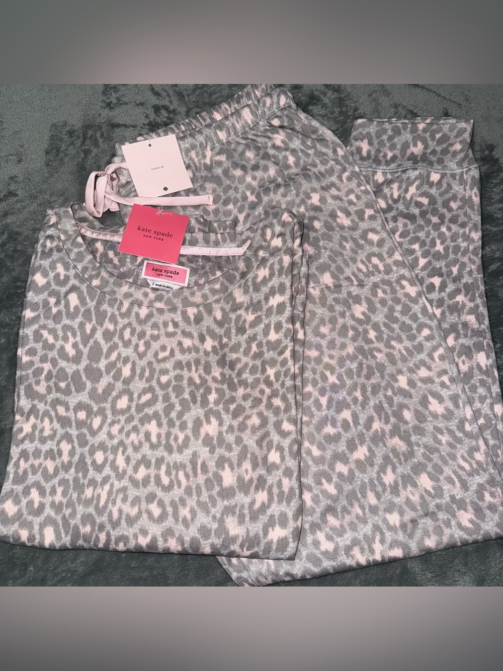 kate spade Classic Leopard Jogger Pj Set NWT size L